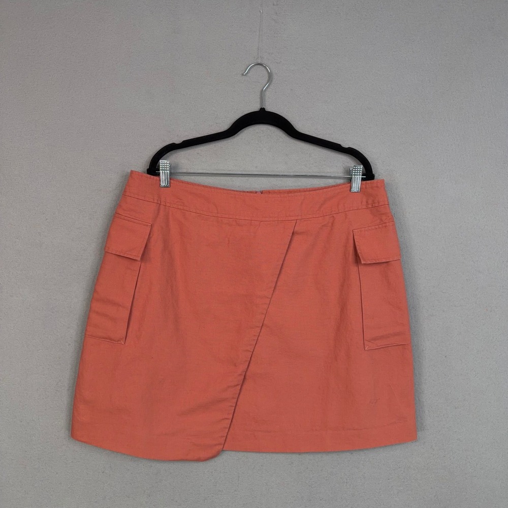 Banana Republic Skirt Womens 18 Coral Cargo Wrap Front Mini Utility Casual